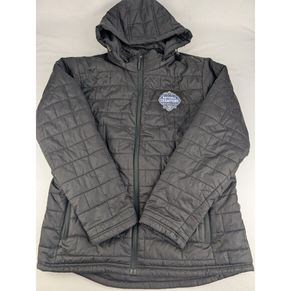 SDSU Jackrabbits Full Zip Jacket Large Black Hooded Puffer 2022 Champions - Picture 1 of 8